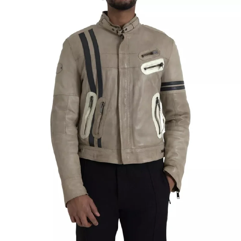 Bomber men jackets with ribbed cuffs for a classic 80s styleDolce & Gabbana Leather Full Zip Biker Coat Men's Jacket (Pre-Owned) Bomber men jackets with ribbed cuffs for a classic 80s styleDolce & Gabbana Leather Full Zip Biker Coat Men's Jacket (Pre-Owned)