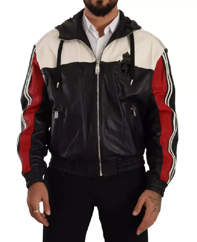 Embroidered men jackets with intricate floral designs for a unique aestheticDolce & Gabbana Leather Hooded Blouson Men's Jacket (Pre-Owned) Embroidered men jackets with intricate floral designs for a unique aestheticDolce & Gabbana Leather Hooded Blouson Men's Jacket (Pre-Owned)