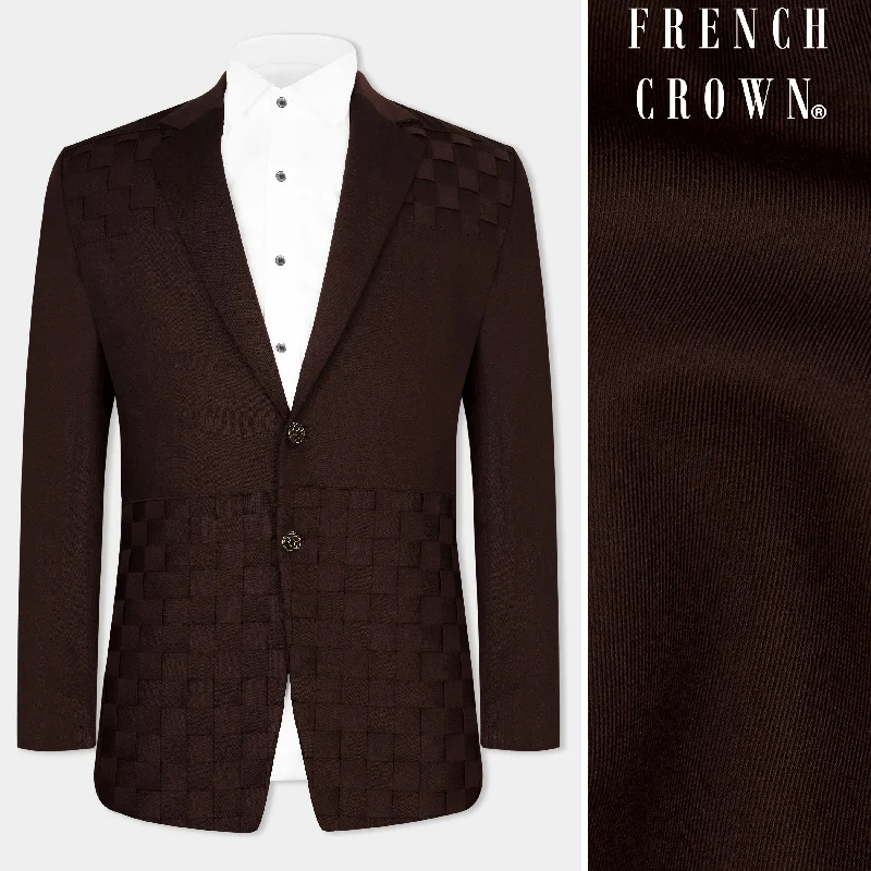 Plus Size Men's Charcoal Grey Linen Blazer with Notch Lapel for a Summer - Ready StyleEclipse Brown Checked Premium Cotton Designer Blazer Plus Size Men's Charcoal Grey Linen Blazer with Notch Lapel for a Summer - Ready StyleEclipse Brown Checked Premium Cotton Designer Blazer