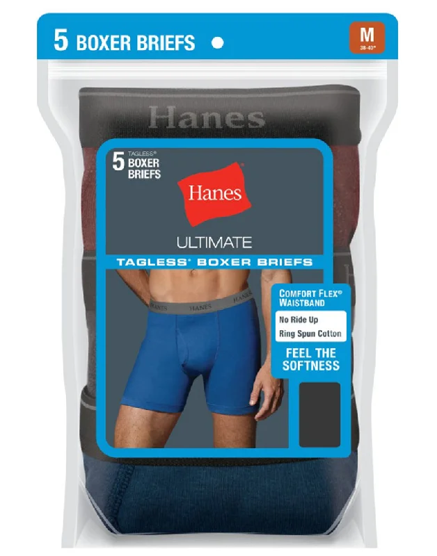 Men's boxer briefs with a moisture - wicking exteriorHanes Men TAGLESS Ultimate Fashion Boxer Briefs with Comfort Flex Waistband 5-Pack 76925F Men's boxer briefs with a moisture - wicking exteriorHanes Men TAGLESS Ultimate Fashion Boxer Briefs with Comfort Flex Waistband 5-Pack 76925F