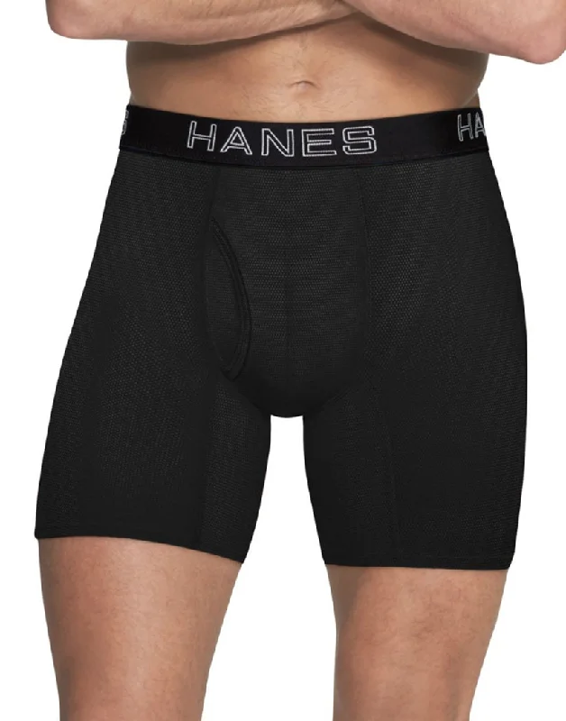 Men's boxer briefs with a stretch - knit fabricHanes Men Ultimate™ Comfort Flex Fit® Ultra Lightweight Breathable Mesh Boxer Brief Assorted Color 4-Pack UWBBB4 Men's boxer briefs with a stretch - knit fabricHanes Men Ultimate™ Comfort Flex Fit® Ultra Lightweight Breathable Mesh Boxer Brief Assorted Color 4-Pack UWBBB4