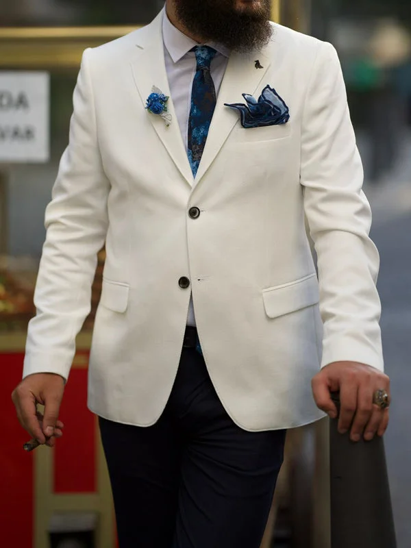 Plus Size Men's Paisley Print Silk Blazer in Royal Blue for a Statement - Making Party OutfitLawson Laughlin White Slim Fit Blazer Plus Size Men's Paisley Print Silk Blazer in Royal Blue for a Statement - Making Party OutfitLawson Laughlin White Slim Fit Blazer
