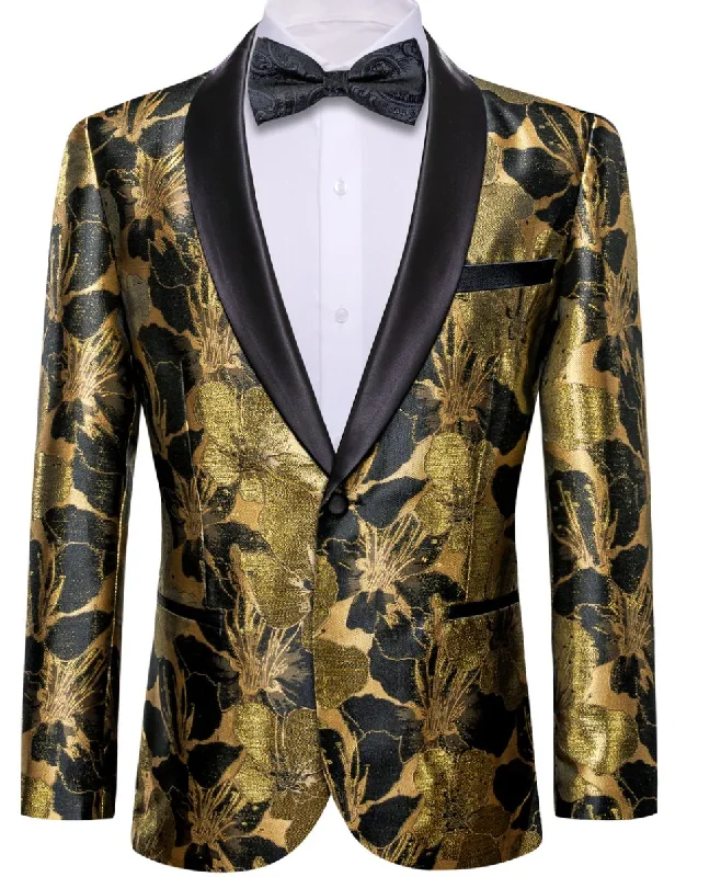 Men's Patterned Checkered Cotton Blazer in Multicolor for a Stylish and Trendy AppearanceMen's Dress Party Gold Black Floral Suit Jacket Slim One Button Stylish Blazer-XX-0035 Men's Patterned Checkered Cotton Blazer in Multicolor for a Stylish and Trendy AppearanceMen's Dress Party Gold Black Floral Suit Jacket Slim One Button Stylish Blazer-XX-0035
