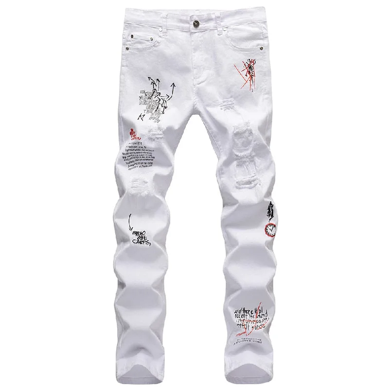 Plus Size Men's Bootcut Jeans with a Relaxed Waist for a Classic and Comfortable FitMen's Letters Embroidery Printed Stretch Slim Straight Denim Pants Plus Size Men's Bootcut Jeans with a Relaxed Waist for a Classic and Comfortable FitMen's Letters Embroidery Printed Stretch Slim Straight Denim Pants