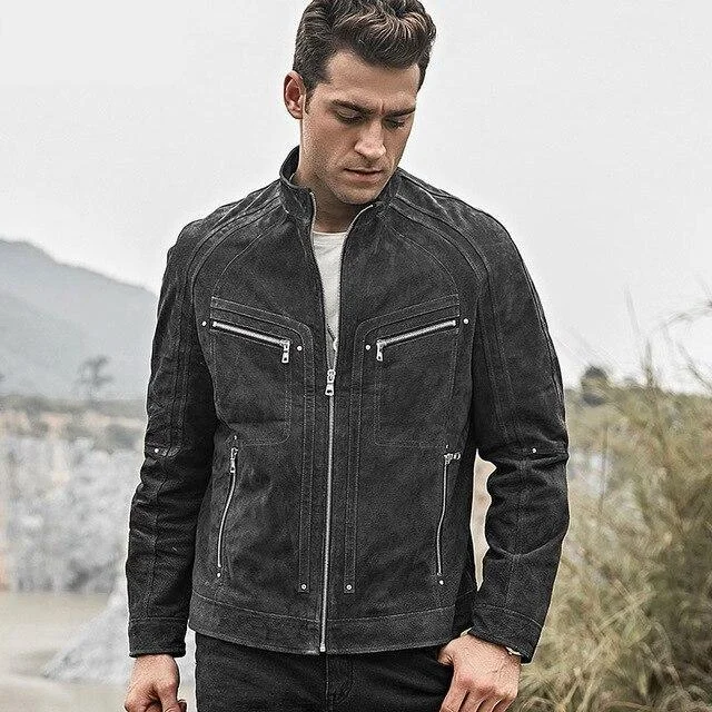 Embroidered men jackets with intricate floral designs for a unique aestheticMen's Real Pigskin Leather Motorcycle Jacket with Zipper Closure Embroidered men jackets with intricate floral designs for a unique aestheticMen's Real Pigskin Leather Motorcycle Jacket with Zipper Closure