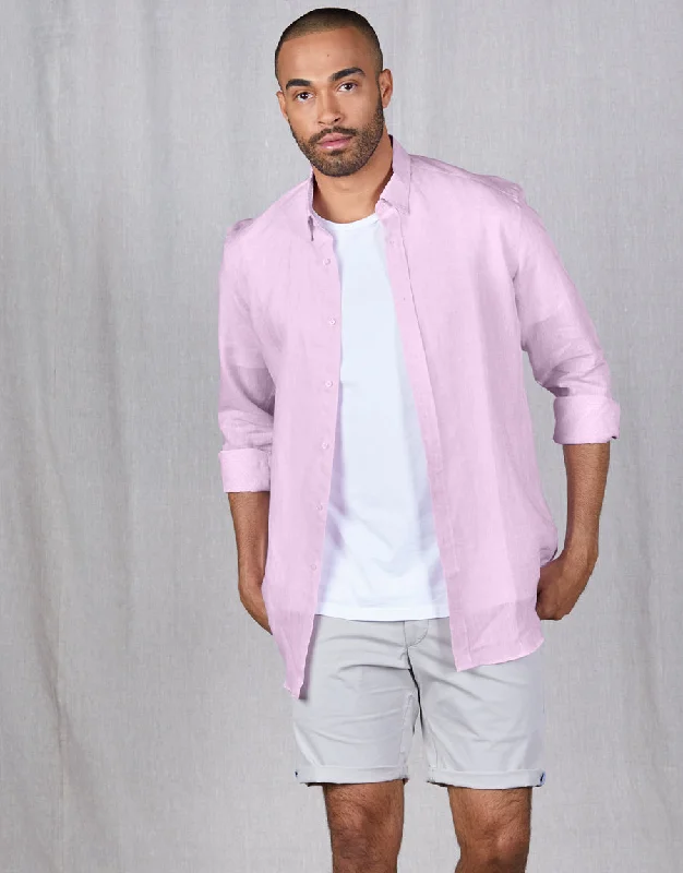 Men's Linen - Cotton Blend Blazer in Tan with Roll - Up Sleeves for a Laid - Back Summer LookOhope Pink Linen Shirt Men's Linen - Cotton Blend Blazer in Tan with Roll - Up Sleeves for a Laid - Back Summer LookOhope Pink Linen Shirt
