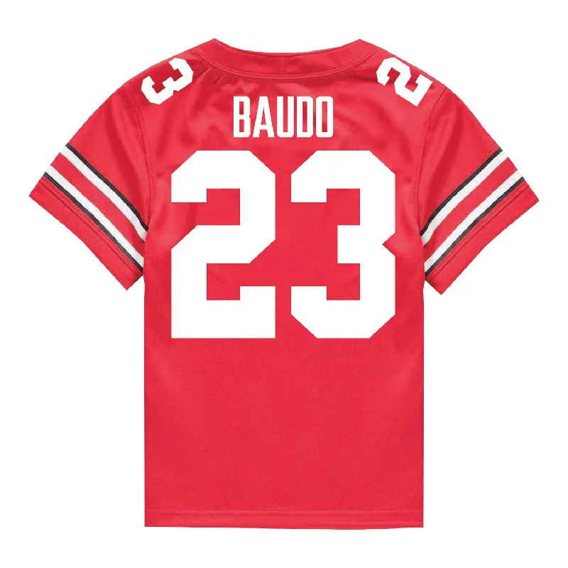 Men's Throwback Rugby Jerseys of Historic Matches and Teams for Rugby History BuffsOhio State Buckeyes Nike #23 Nolan Baudo Student Athlete Scarlet Football Jersey