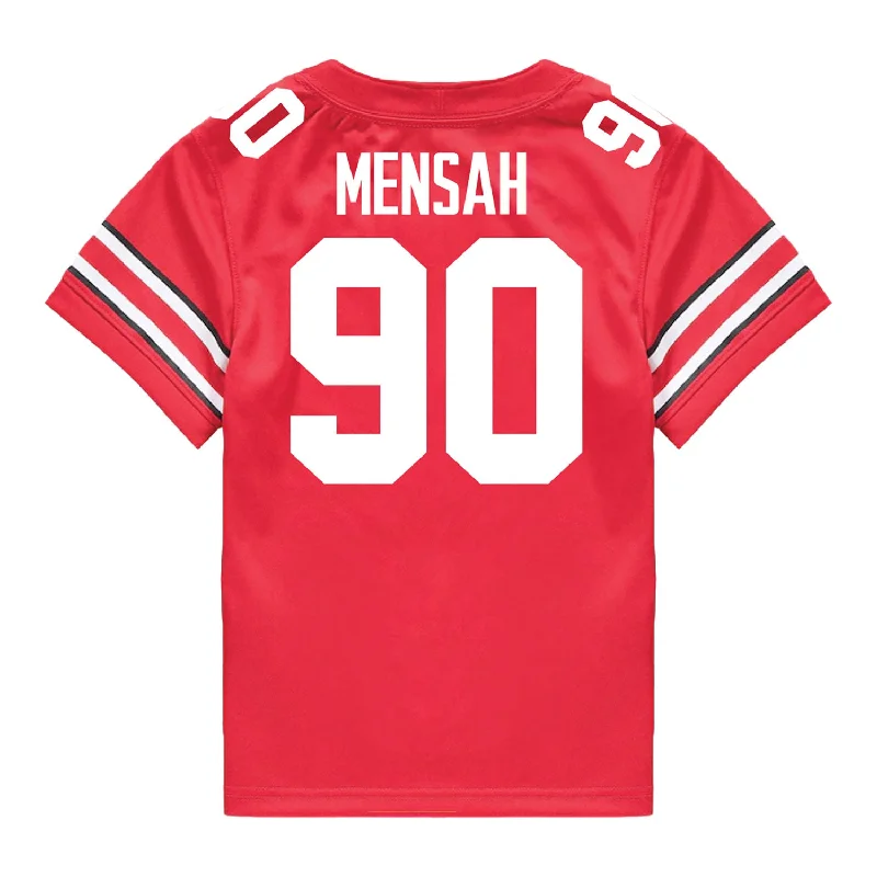 Men's Sustainable Organic Cotton Rugby Jerseys for Eco - Conscious Sports EnthusiastsOhio State Buckeyes Nike #90 Eric Mensah Student Athlete Scarlet Football Jersey