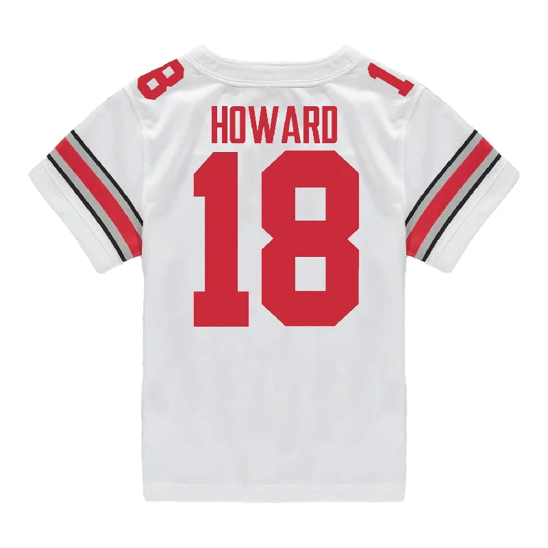 Ohio State Buckeyes Nike #18 Will Howard Student Athlete White Football Jersey