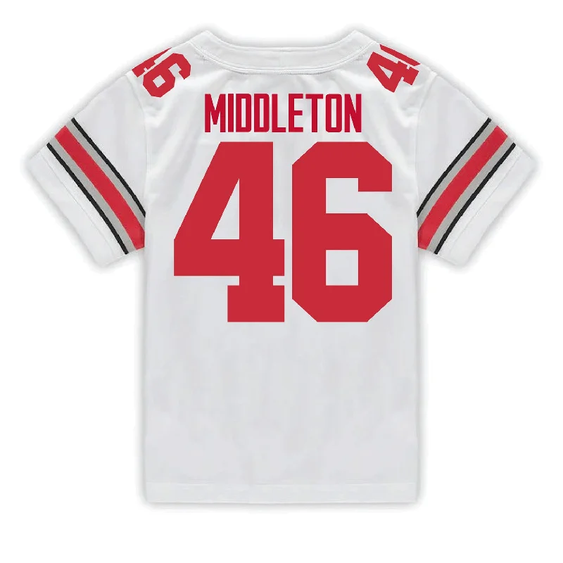 Men's Sustainable Organic Cotton Rugby Jerseys for Eco - Conscious Sports EnthusiastsOhio State Buckeyes Nike #46 Jace Middleton Student Athlete White Football Jersey