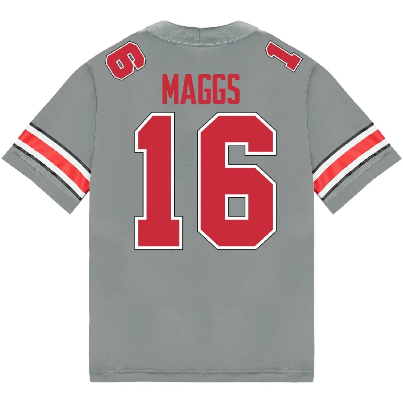 Ohio State Buckeyes Nike #16 Mason Maggs Student Athlete Gray Football Jersey