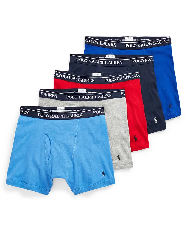 Men's boxer briefs with a high - stretch fabric​Polo Ralph Lauren Classic Fit Cotton Boxer Brief 5-Pack NCBBP59KU