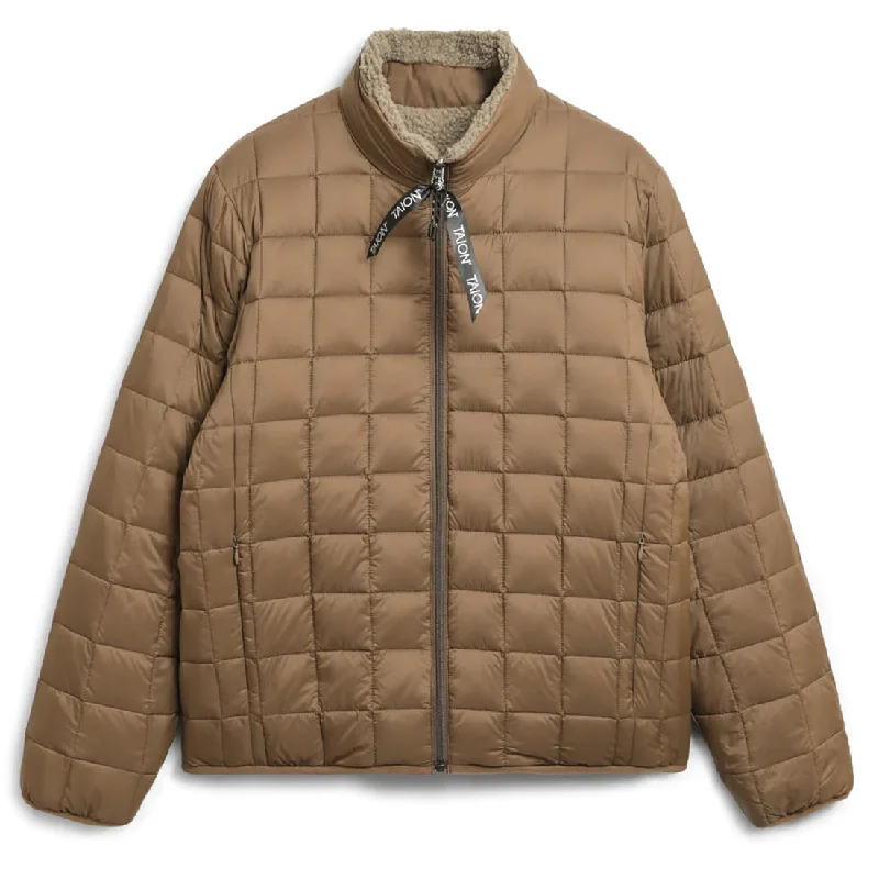 Waterproof men jackets with taped seams for heavy rain protectionTaion Down x Boa Reversible Jacket L. Brown / Beige Waterproof men jackets with taped seams for heavy rain protectionTaion Down x Boa Reversible Jacket L. Brown / Beige