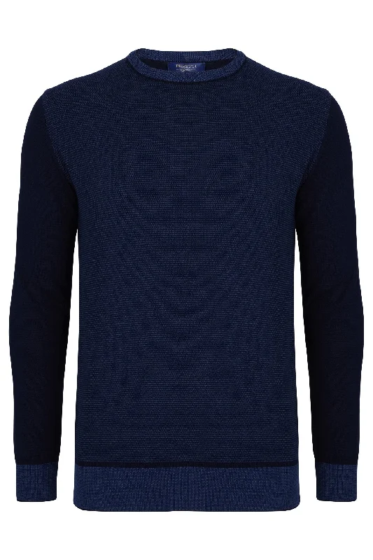 Men's Stretch - Fabric Blazer in Black for a Comfortable and Flexible Everyday WearTREVOR INDIGO CREW NECK Men's Stretch - Fabric Blazer in Black for a Comfortable and Flexible Everyday WearTREVOR INDIGO CREW NECK