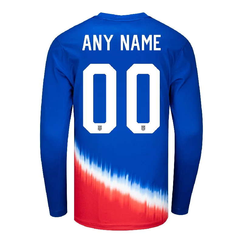 Men's Custom - Printed Baseball Jerseys with Player Names and Numbers for Personalized StyleMen's Nike USMNT 2024 Personalized American Icon Away Stadium Long Sleeve Jersey Men's Custom - Printed Baseball Jerseys with Player Names and Numbers for Personalized StyleMen's Nike USMNT 2024 Personalized American Icon Away Stadium Long Sleeve Jersey