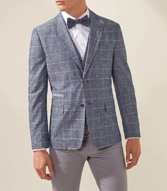 Men's Slim Fit Denim Blazer in Blue for a Casual and Trendy Streetwear LookVeste casual bleu "Evasion" Men's Slim Fit Denim Blazer in Blue for a Casual and Trendy Streetwear LookVeste casual bleu "Evasion"