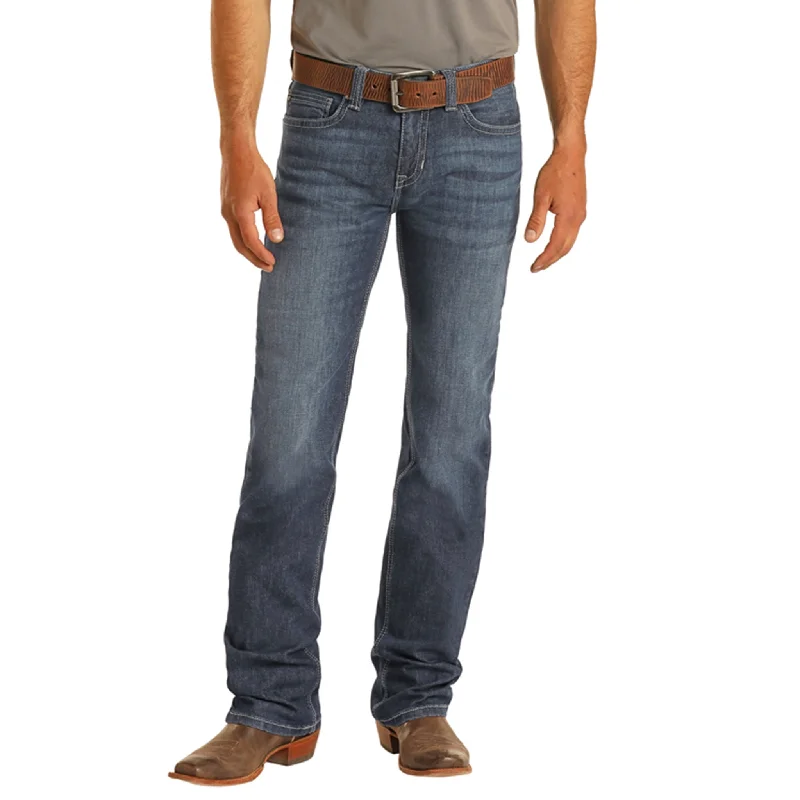 Men's Jeans with a Hidden Coin Pocket for Added ConvenienceRock & Roll Regular Fit Straight Leg Dark Wash Stretch Jeans Men's Jeans with a Hidden Coin Pocket for Added ConvenienceRock & Roll Regular Fit Straight Leg Dark Wash Stretch Jeans
