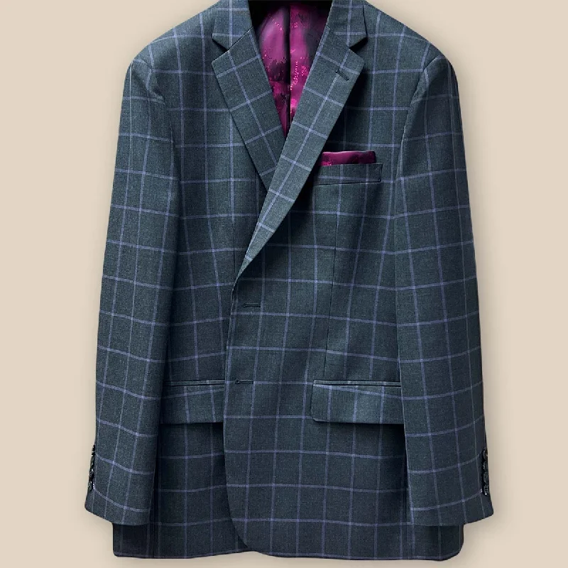 Men's Slim Fit Denim Blazer in Blue for a Casual and Trendy Streetwear LookWestwood Hart Grey with Purple Windowpane Men's Sportcoat Men's Slim Fit Denim Blazer in Blue for a Casual and Trendy Streetwear LookWestwood Hart Grey with Purple Windowpane Men's Sportcoat