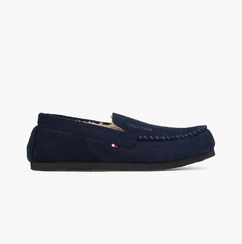 Men's plush slippers with a faux fur liningHILFIGER DRIVER HOUSE Mens Moccasin Slippers Desert Sky Men's plush slippers with a faux fur liningHILFIGER DRIVER HOUSE Mens Moccasin Slippers Desert Sky