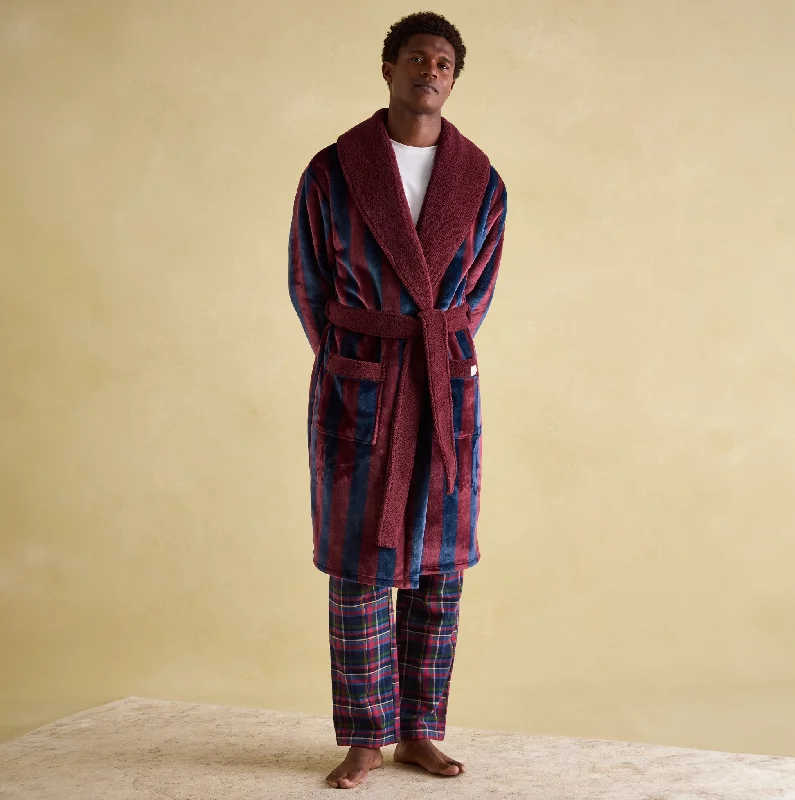 Leather men's slippers with a mule styleMONTAGUE Mens Loungewear Navy Port Stripe
