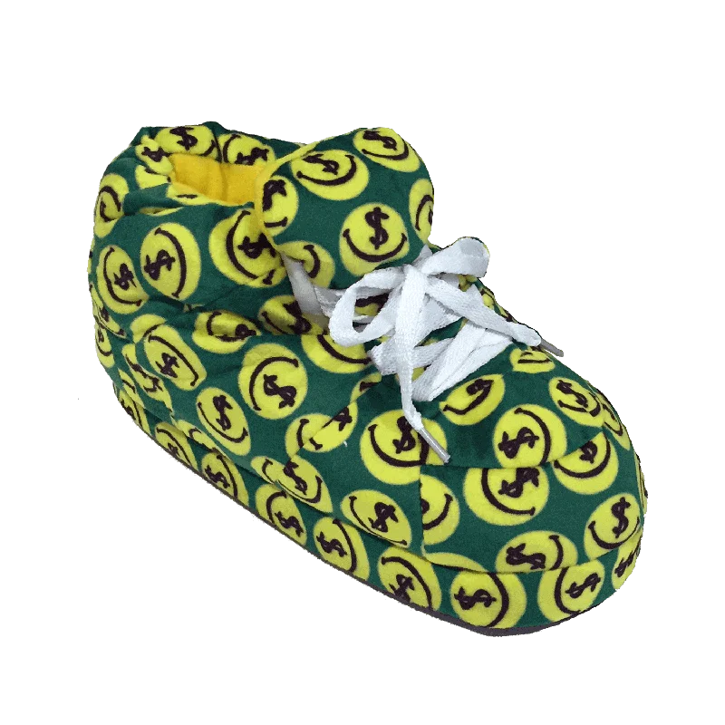 Men's slippers with a logo patch on the sideMo Money Smilz