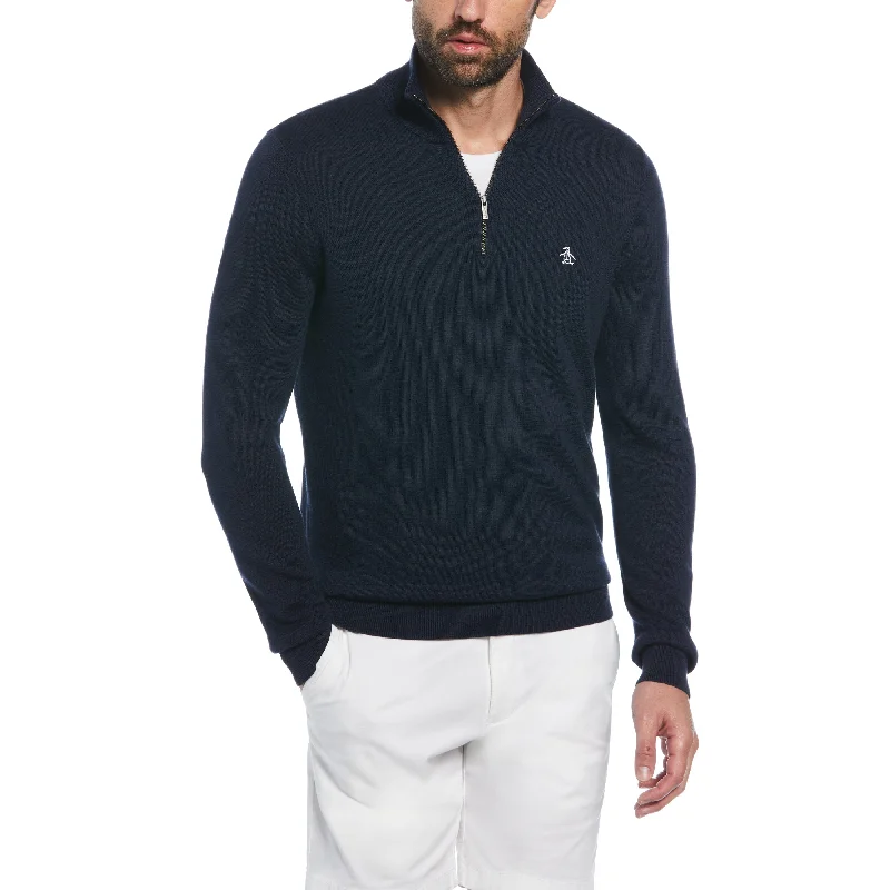 1/4 Zip Cotton Jersey Sweater