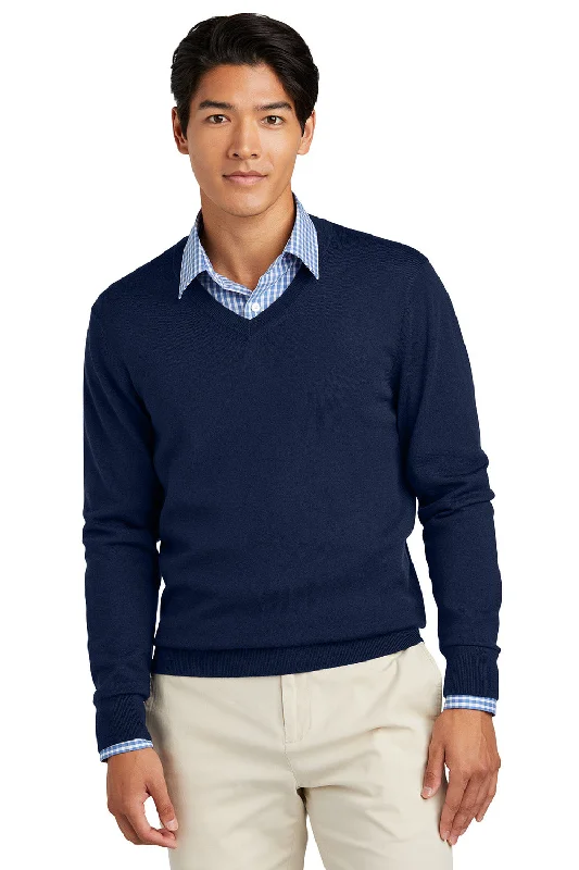 Brooks Brothers Mens Merino Long Sleeve V-Neck Sweater - Navy Blue Blazer - COMING SOON