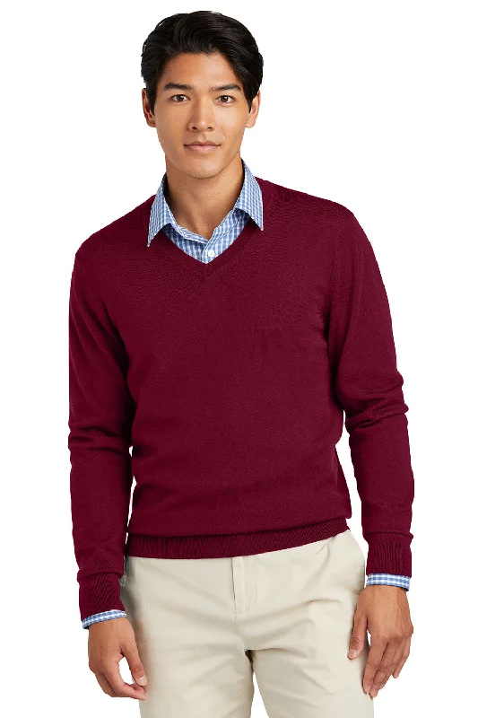 Brooks Brothers Mens Merino Long Sleeve V-Neck Sweater - Vintage Port Red - COMING SOON