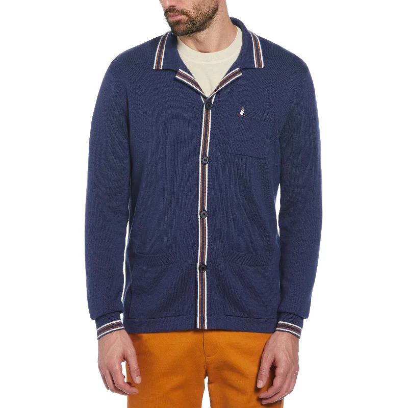 Men's Jacquard Patterned Wool - Acrylic Sweater in Purple for a Sophisticated Autumn OutfitTipped Cardigan Sweater Men's Jacquard Patterned Wool - Acrylic Sweater in Purple for a Sophisticated Autumn OutfitTipped Cardigan Sweater