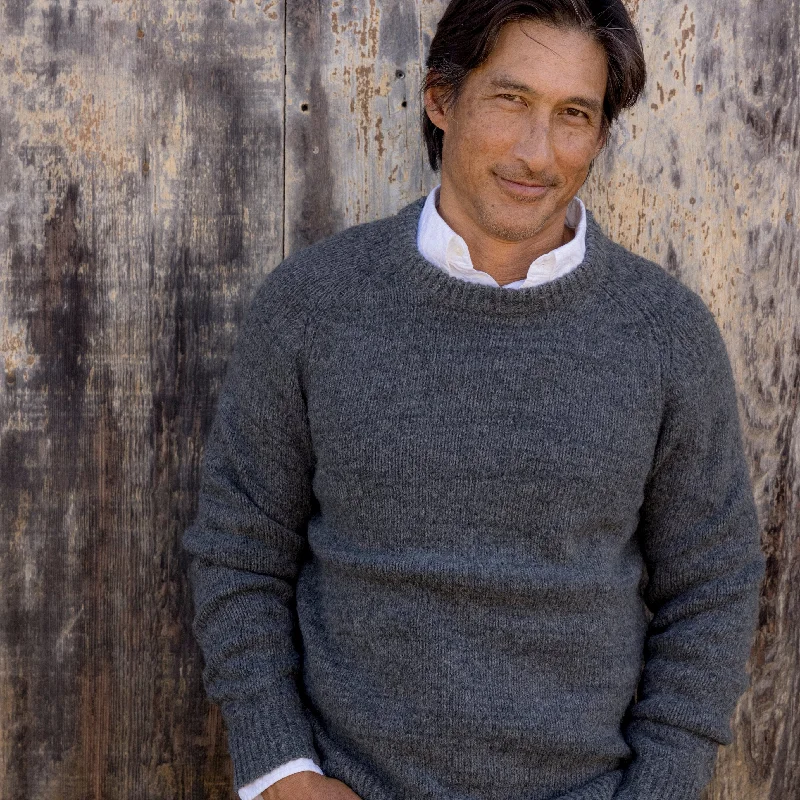 Men's Fuzzy Mohair - Blend Sweater in Light Pink for a Soft and Stylish LookCollegiate Sweater Crew - Charcoal Men's Fuzzy Mohair - Blend Sweater in Light Pink for a Soft and Stylish LookCollegiate Sweater Crew - Charcoal