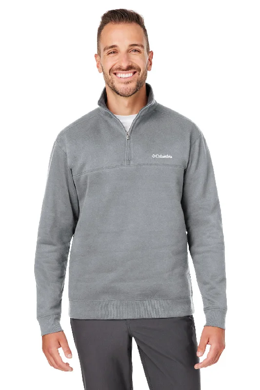 Columbia Mens Hart Mountain Long Sleeve 1/4 Zip Sweater - Heather Charcoal Grey