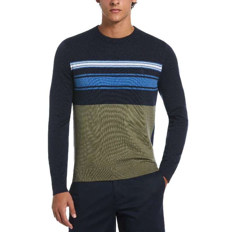 Plus Size Men's Distressed Denim - Look Sweater in Blue for a Trendy and Edgy StyleCotton Engineered Stripe Sweater Plus Size Men's Distressed Denim - Look Sweater in Blue for a Trendy and Edgy StyleCotton Engineered Stripe Sweater