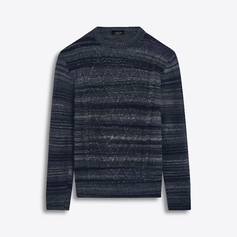 Men's Cable - Knit Turtleneck Merino Wool Sweater in Charcoal for a Winter Business LookCrew Neck Striped Jacquard Sweater Men's Cable - Knit Turtleneck Merino Wool Sweater in Charcoal for a Winter Business LookCrew Neck Striped Jacquard Sweater