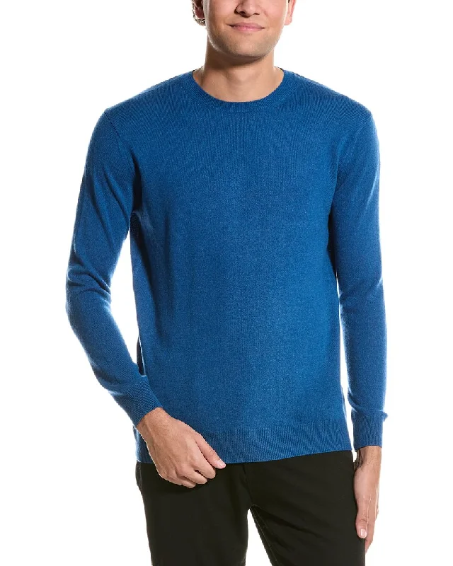Men's Embroidered Floral Patterned Silk - Blend Sweater in Cream for a Spring - Inspired LookForte Classic Crew Cashmere Sweater Men's Embroidered Floral Patterned Silk - Blend Sweater in Cream for a Spring - Inspired LookForte Classic Crew Cashmere Sweater