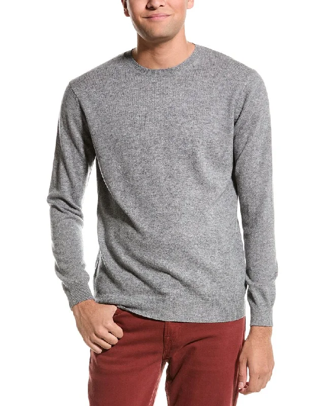 Plus Size Men's Distressed Denim - Look Sweater in Blue for a Trendy and Edgy StyleForte Classic Crew Cashmere Sweater Plus Size Men's Distressed Denim - Look Sweater in Blue for a Trendy and Edgy StyleForte Classic Crew Cashmere Sweater