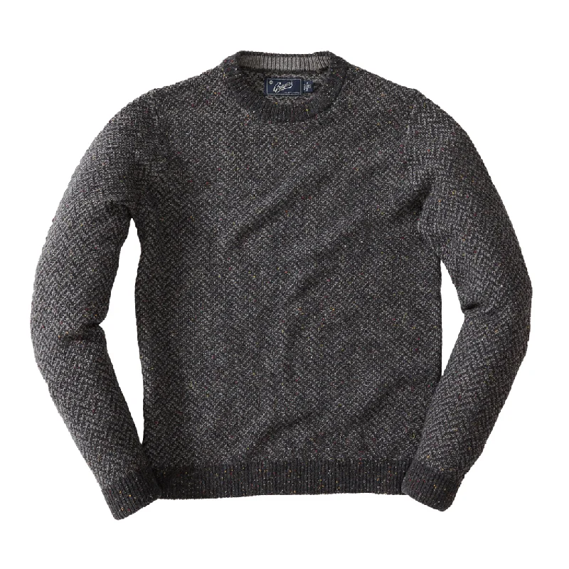 Slim Fit Men's Long - Sleeve Cotton - Linen Blend Sweater in Beige for a Summer Casual LookZermatt Herringbone Crew - Gray Slim Fit Men's Long - Sleeve Cotton - Linen Blend Sweater in Beige for a Summer Casual LookZermatt Herringbone Crew - Gray