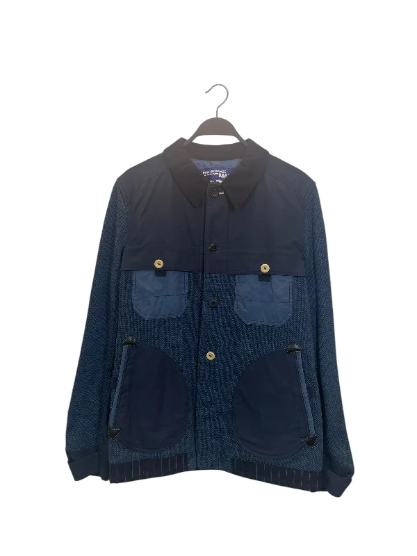Stylish men coats with a double - breasted design for a formal lookJUNYA WATANABE COMME des GARCONS MAN/Jacket/L/Polyester/NVY/MULTI PIATCH Stylish men coats with a double - breasted design for a formal lookJUNYA WATANABE COMME des GARCONS MAN/Jacket/L/Polyester/NVY/MULTI PIATCH