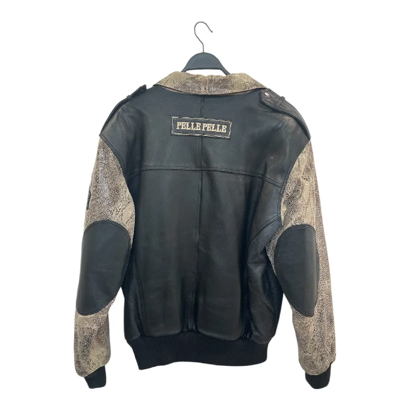 Men coats with a water - resistant finish for light rain and splashesPelle Pelle/Leather Jkt/XL/Leather/BLK/SNAKESKIN SLEEVES Men coats with a water - resistant finish for light rain and splashesPelle Pelle/Leather Jkt/XL/Leather/BLK/SNAKESKIN SLEEVES