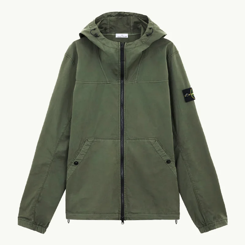 Men coats with a wind - resistant outer layer for blustery weatherOvershirt Patch Cotton Hooded Zip Through - Musk 5981 Men coats with a wind - resistant outer layer for blustery weatherOvershirt Patch Cotton Hooded Zip Through - Musk 5981