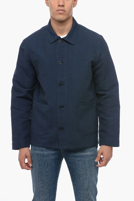 Men coats with a drawstring waist for a customizable fitA.p.c. Linen Blend Single-Breasted Blazer L Standard Size Men coats with a drawstring waist for a customizable fitA.p.c. Linen Blend Single-Breasted Blazer L Standard Size