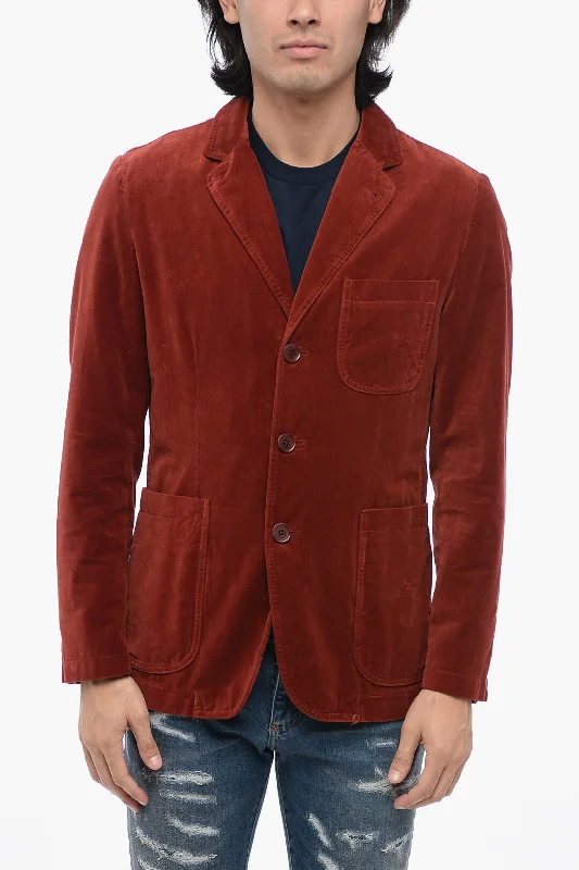Men coats with multiple inner pockets for convenient storage of essentialsAspesi Ata Velour Blazer With Patch Pockets M Standard Size Men coats with multiple inner pockets for convenient storage of essentialsAspesi Ata Velour Blazer With Patch Pockets M Standard Size
