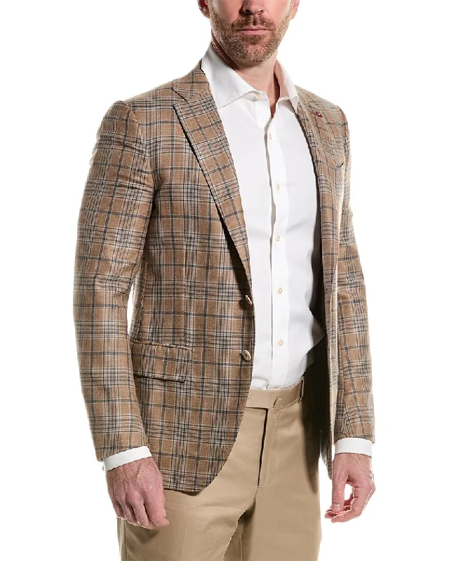 Men coats with a contrasting trim for a fashion - forward aestheticISAIA Wool, Cashmere & Silk-Blend Blazer Men coats with a contrasting trim for a fashion - forward aestheticISAIA Wool, Cashmere & Silk-Blend Blazer