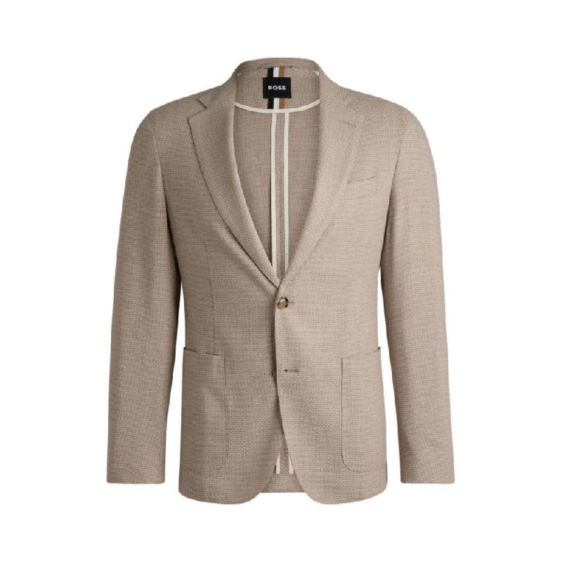 Slim-fit jacket in micro-patterned stretch cloth