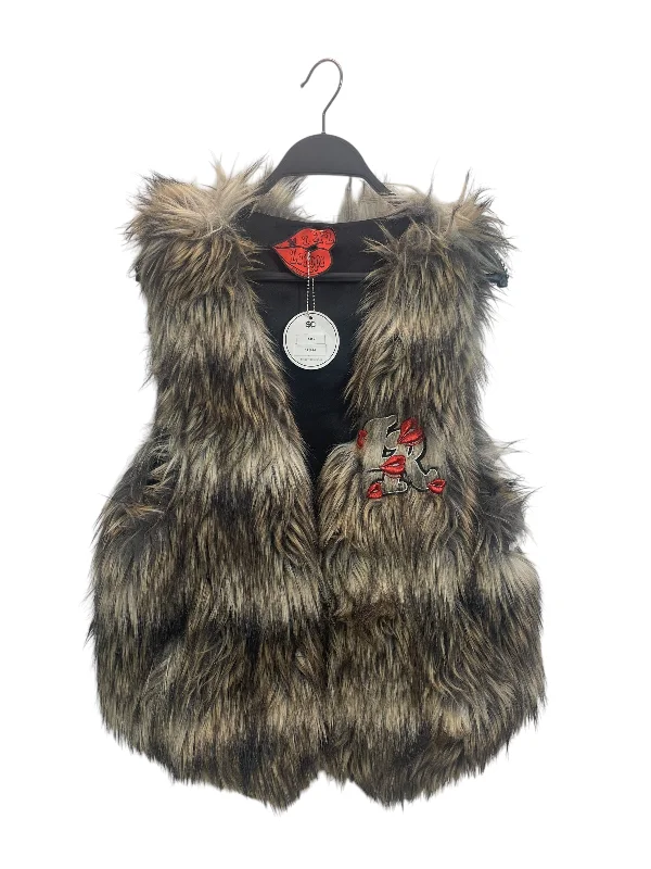 Leather men vest with studded details for a biker lookLA ROPA/Vest/M/Fur/BRW/