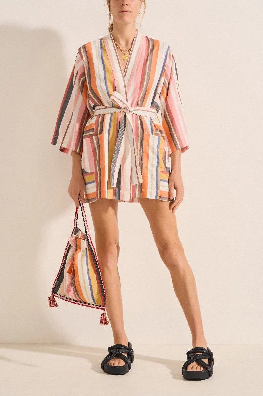 Men's plus - size robes for a comfortable fit​Ariane Amorgos Stripe Robe
