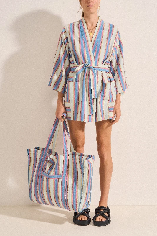 Men's robes with a thermal - fleece lining​Ariane Mykonos Stripe Robe