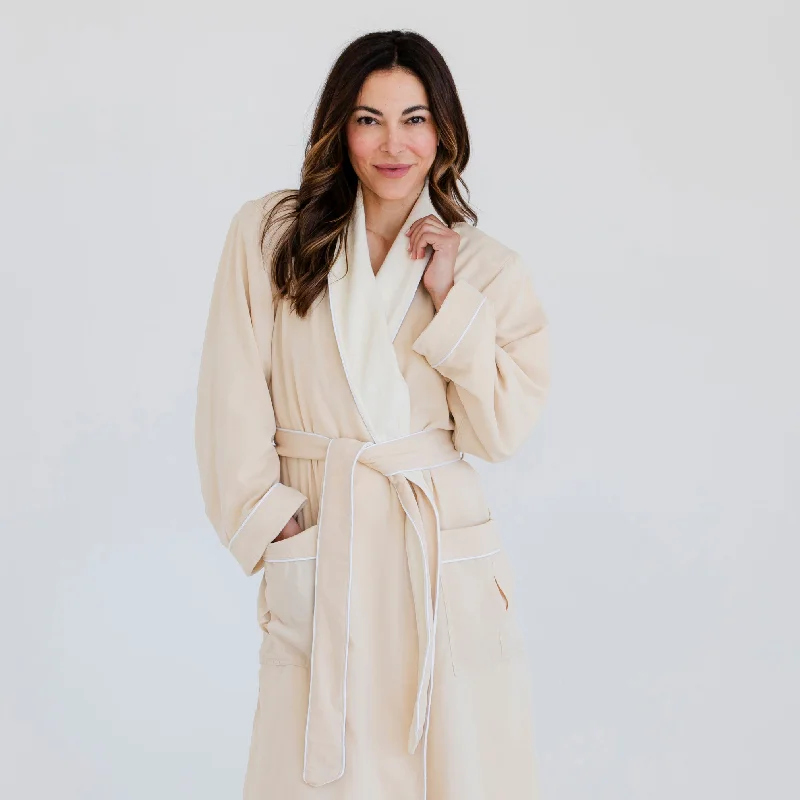 Men's robes with a zip - front closure​Classic Terry Cloth Spa Robe - Stone