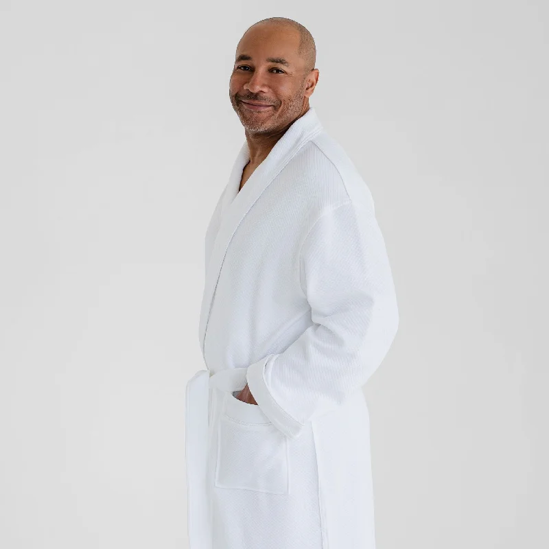 Men's thermal robes for cold - weather use​Cotton Modal Waffle Spa Robe - White