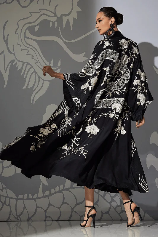 Men's robes with a stretch - fabric constructionCouture Floral Dragon Robe
