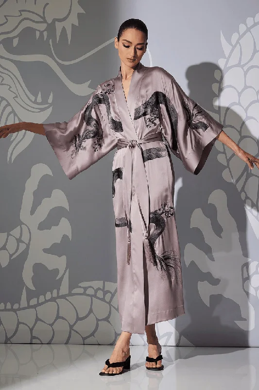 Men's flannel robes in plaid patterns​Couture Ink Dragon Embroidered Silk Robe